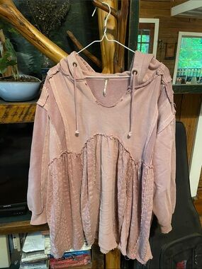 Free People Juniper Pullover Pink Oversized Sweatshirt XS